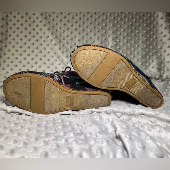 TOMS Wedge Lace-up Ankle Boots Size 9 Tribal Boho Woven Multi EUC - Picture 5 of 6